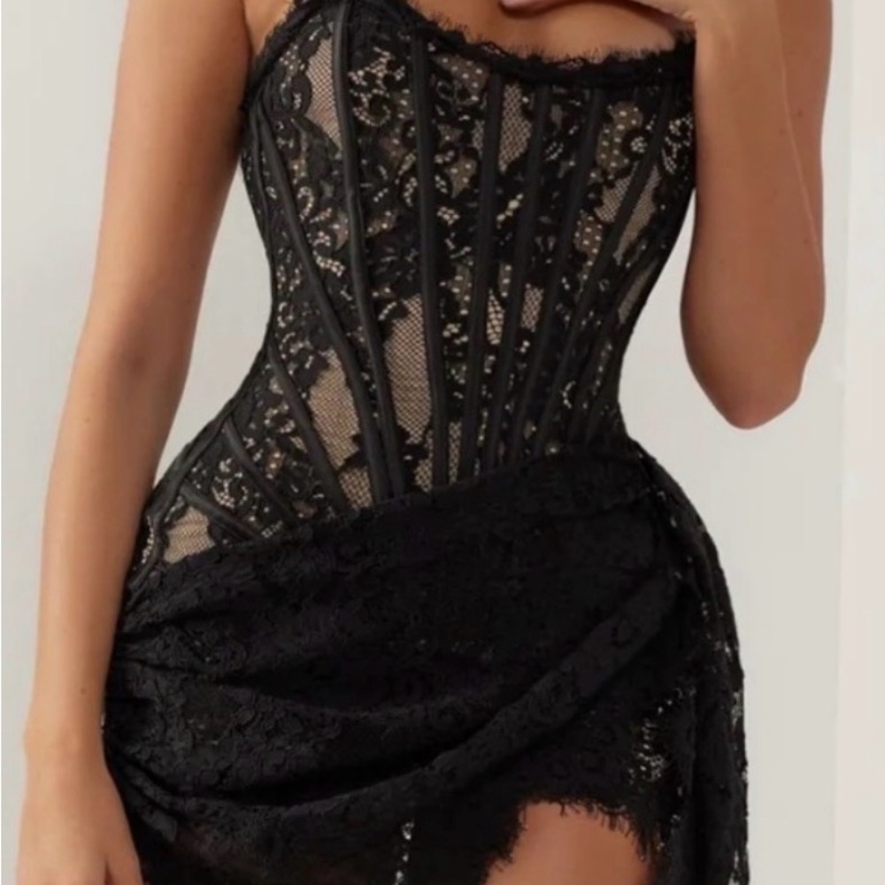Chic Black Lace Corset Dress